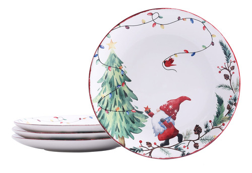 Bico Platos De Ensalada De Ceramica De Gnomos De Navidad, 8.