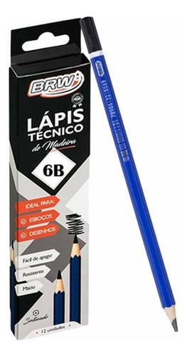 Lápis Técnico 6b - Brw Sextavado Caixa Com 12 Unidades