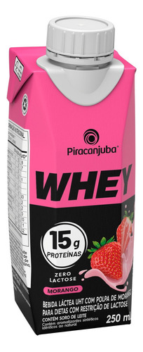 Whey Piracanjuba 15g Sabor Morango Zero Lactose