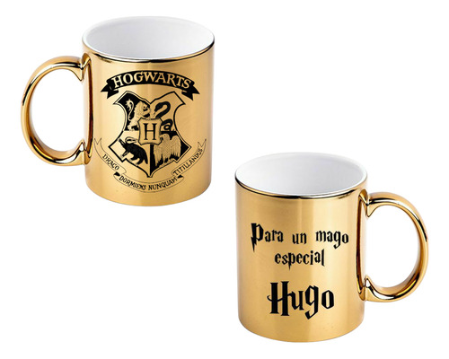 Taza Espejo Harry Potter Regalo Personalizada Con Nombre Dorado Oscuro Harry Potter