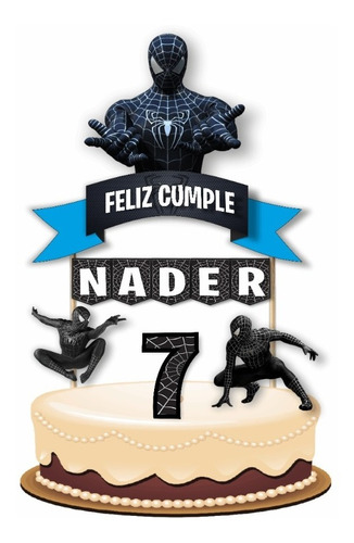 Spider Man Negro Cake Topper Adorno Para Tortas  