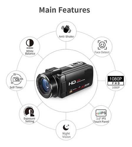 Cámara De Vídeo Profesional Full Hd 1080p, Videocámara