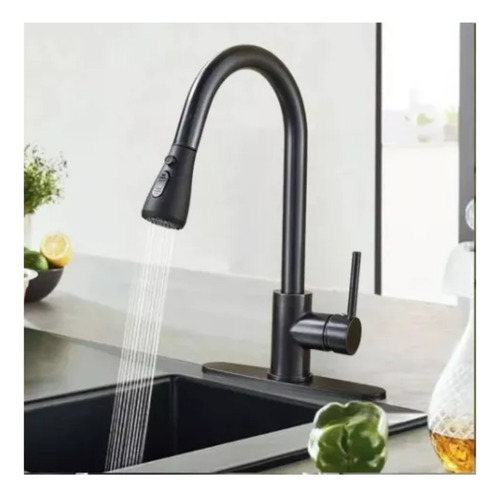 Llave Lavaplato Extensible Negro Monomando Profesional