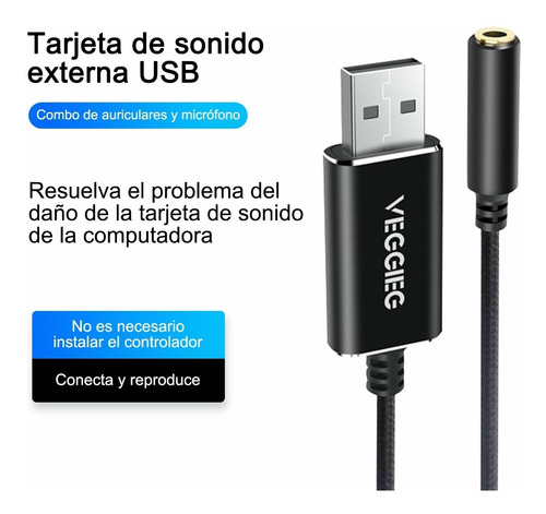 Imagen 2 de 10 de Adaptador De Audio Usb Envel Tarjeta De Sonido Estéreo Exter
