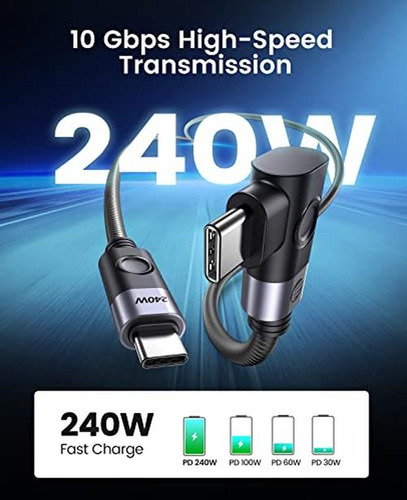 Cable Orico 240w Usb C A Usb C Ángulo Recto 1.5m, Cable Usb