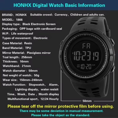 Reloj Digital Niño Ideal Para Correr, Nadar O Jugar Deportes Negro Negro Negro