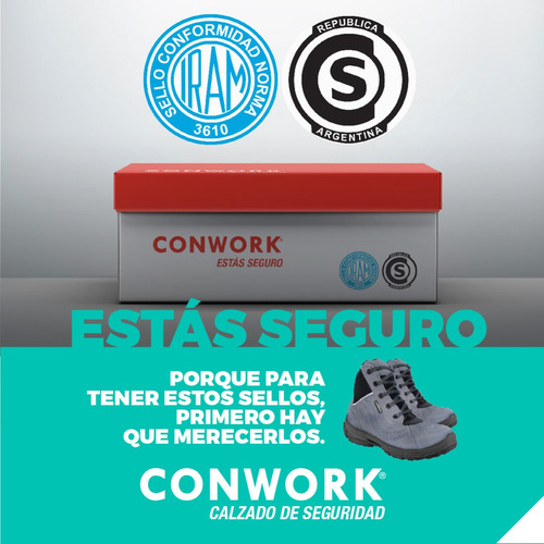 Imagen 8 de 10 de Botín De Seguridad Conwork Línea Allworks 401baf Nubuck Gris