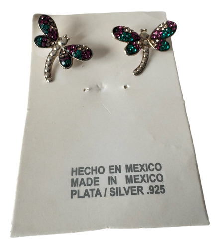 Aretes Libelula, Plata 925,importada De Mexico, 100%amano