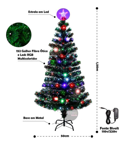 Árvore De Natal De Led E Fibra Ótica 1,50m | Parcelamento sem juros Árvore De Natal De Led E Fibra Ótica 1,50m | Parcelamento sem juros