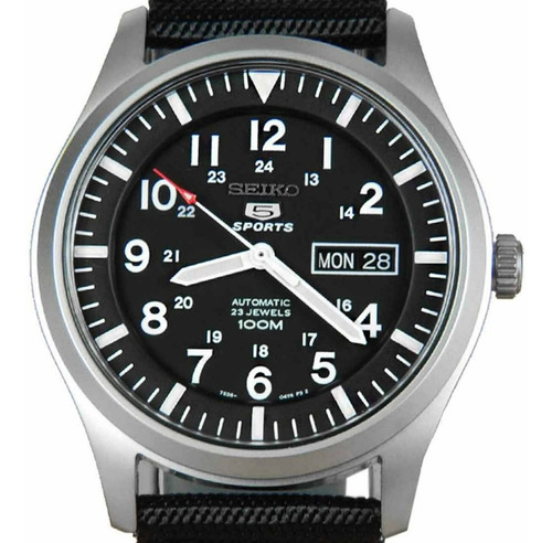 Imagen 5 de 7 de Reloj Seiko 5 Automatico Snzg15k Militar Hombre Malla Nylon