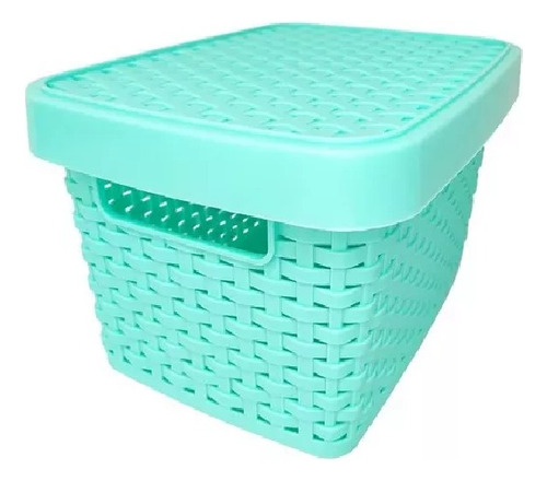 Caja Organizadora Símil Rattan 35x26x22 Plastico X2 Unidades