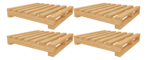 Kit 4 Pallets De Madeira Reforçada 70x70cm Resistentes