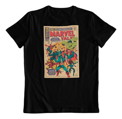 Polera Algodon Estampada Dtf Marvel Avengers Unidos Comics