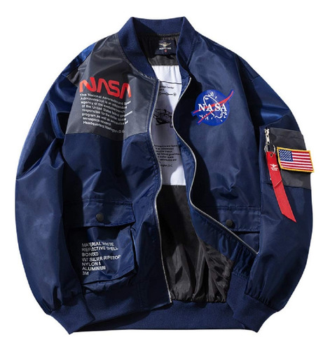 Chaqueta Bomber Con Ajuste De Parche Apollo Nasa Para Hombre