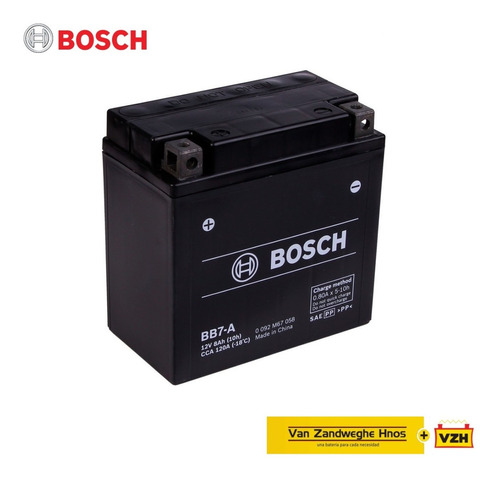 Imagen 1 de 1 de Bateria Motos Bosch Gel Agm Bb7-a Yb7-a Suzuki Gn 125 Vzh