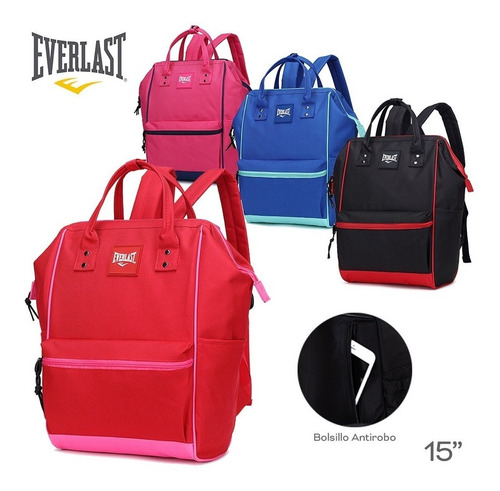 Mochila Urbana Boca Pez Everlast Lona Impermeable Original 