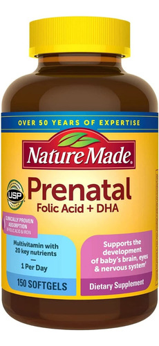 Multivitamina Prenatal  Nature Made + Dha 200 Mg 150 Sogels 