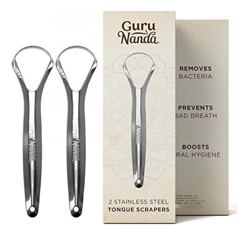 Raspador De Lengua De Acero Inoxidable Guru Nanda (paquete D