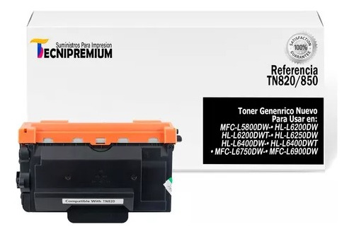 Toner Generico Tn820 Para Brothe Mfc-l6750dw, Mfc-l5900dw