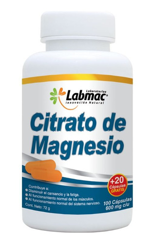 Citrato De Magnesio 600 Mg 100 Capsulas Labmac