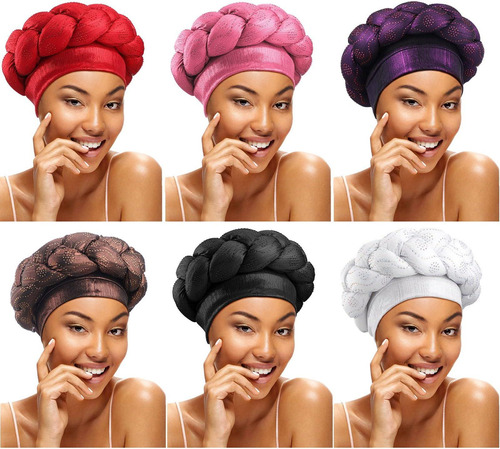 6 Uds Turbante Africano Cabeza Mujeres Negras Gorro Trenzado