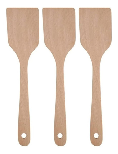 Espatula Pala Madera Utensilio Para Cocina Resistente 3 Pzs