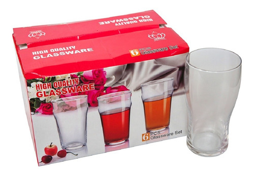 Vaso Vidrio Cerveza 580 Cc Set X 6 Unidades Goldsky