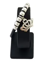 Comprar Pulsera Con Cuero Y Dije Modelo Corona En Plata Ley 950