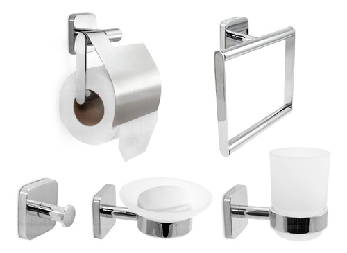 Kit De Accesorios 5 Pzs De Pared Baño Bronce Cromado Tucson