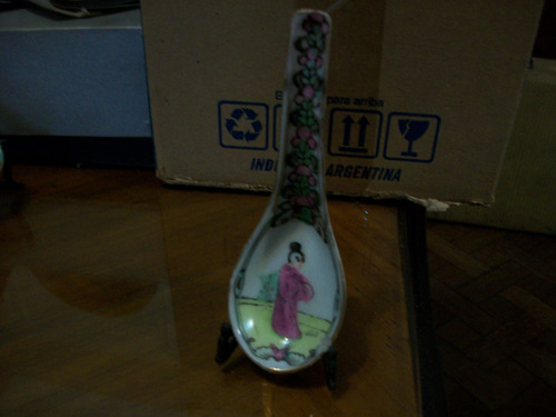 Cuchara China Decorativa Porcelana Con Soporte