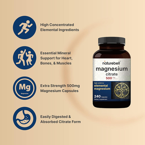 Citrato De Magnesio Magnesium Citrate 180 Capsulas De Eeuu