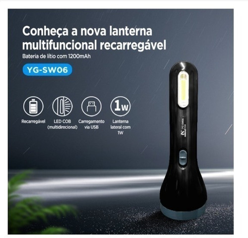 Lanterna Multifuncional Led Potente Recarregável Nsbao Cor da luz Branco