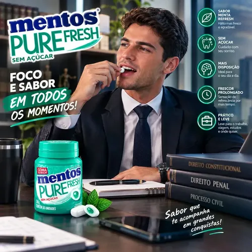 Chiclete Mentos Pure Fresh Wintergreen 56g | MercadoLivre