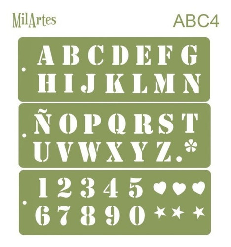Imagen 1 de 1 de Mil Artes - Stencil Letras Y Números 3cm Alto - Abc4