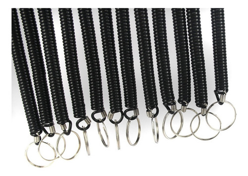 12x Llavero De Correa En Espiral Flexible Elástico Negro