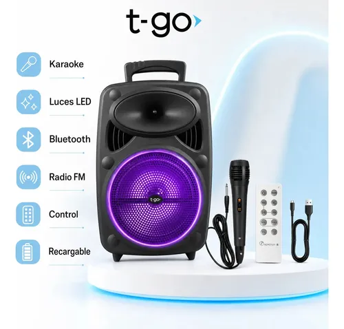 Parlante Inalámbrico Bluetooth T-go Bahamas Micrófono Radio Color Negro
