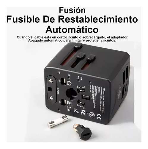 Adaptador De Viaje Universal Global Con Enchufe Tipo-c Y Usb