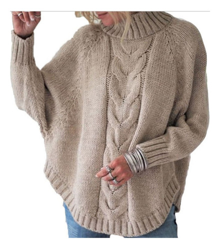 Suéter Pullo Knit De Manga Larga Con Cuello Alto Para Mujer