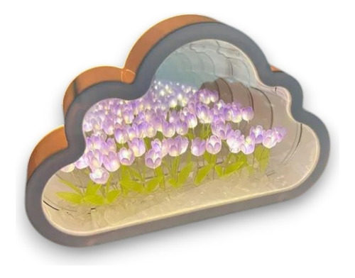Luz Nocturna Con Espejo De Tulipán De Nube Para Dormitorio Lila Lila