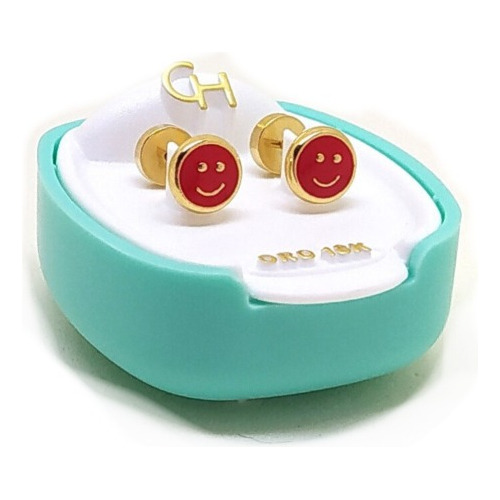 Abridores Ch Oro 18k Sonrisa Smile Rojos Ch176