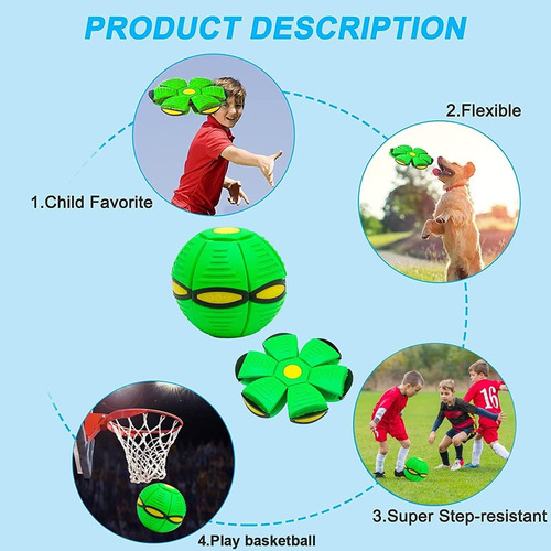 Pelota Mágica Disco Volador Con Luz Niños O Mascotas Verde