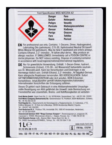 Imagen 2 de 2 de Liquido Aceite Direccion Hidraulica Potencia Legitimo Ford