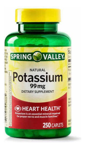 Potássio 99 mg 250 comprimidos Cardiovascular Health Spring Valley Flavor S/N