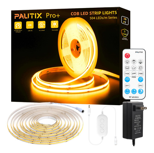 Pautix Cob - Tira De Luz Led De 2000 K, Luz Blanca Calida, 3