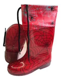 Botas Hule Roja Niño Jardin Lodo Spider Man Niña Agua Lluvia