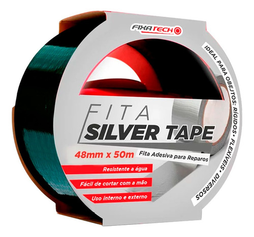 Fita Silver Tape Impermeável 48mm X 50m - 1 Rolo - Fixa Tech