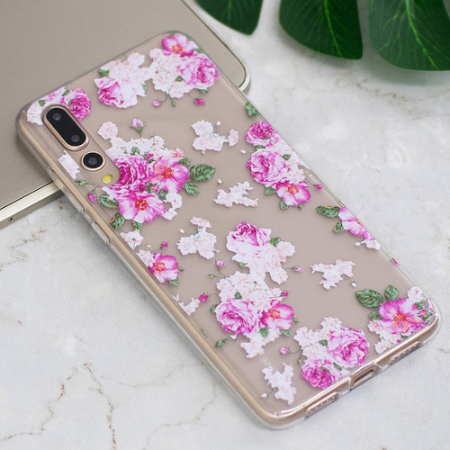Para Huawei P20 Pro Diseño Flor Unicornio Estuche Aceite