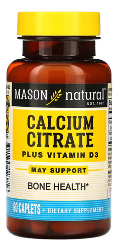 Calcium Citrate + Vitamin D3 / 60 Tablets / Mason Natural
