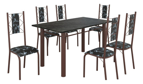 Conjunto Sala De Jantar Bahia Mesa Tubo 140x75cm Tampo Wt