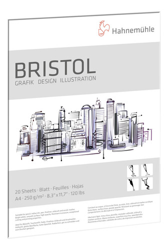 Block Dibujo Hahnemuhle Bristol 250gr 20 Hojas A4 (21x29,7)